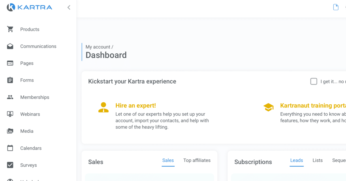 Kartra Dashboard