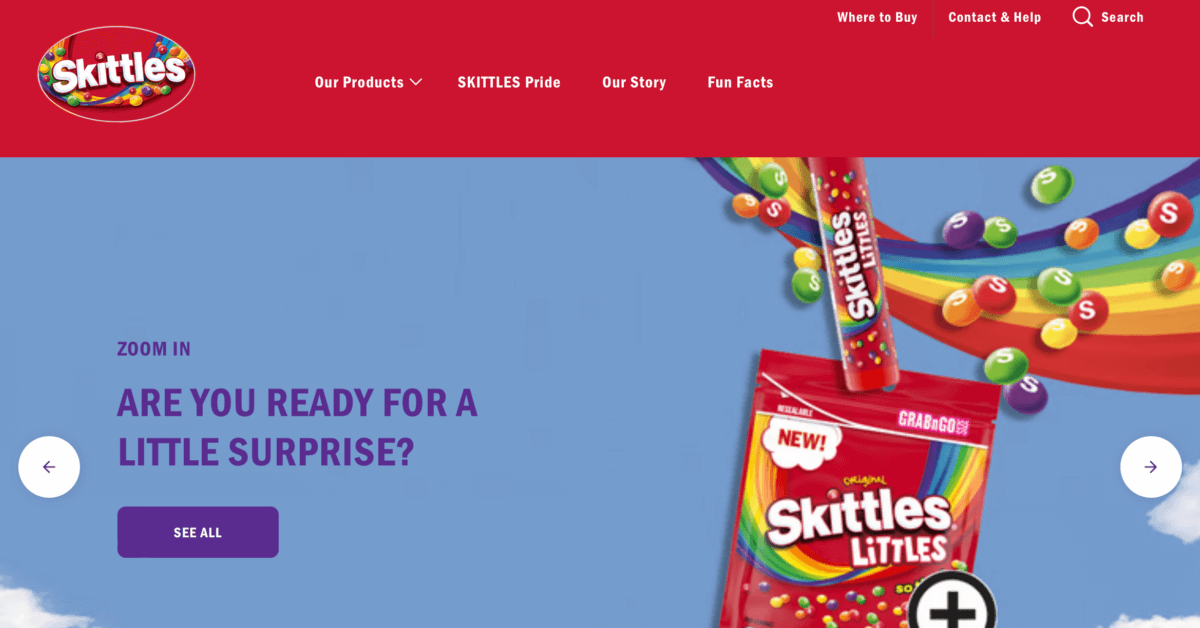 skittles - infinite scrolling website examples