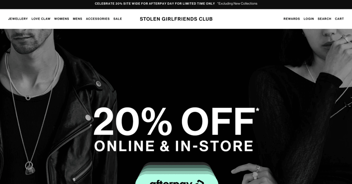 stolen girlfriends club - infinite scrolling website examples