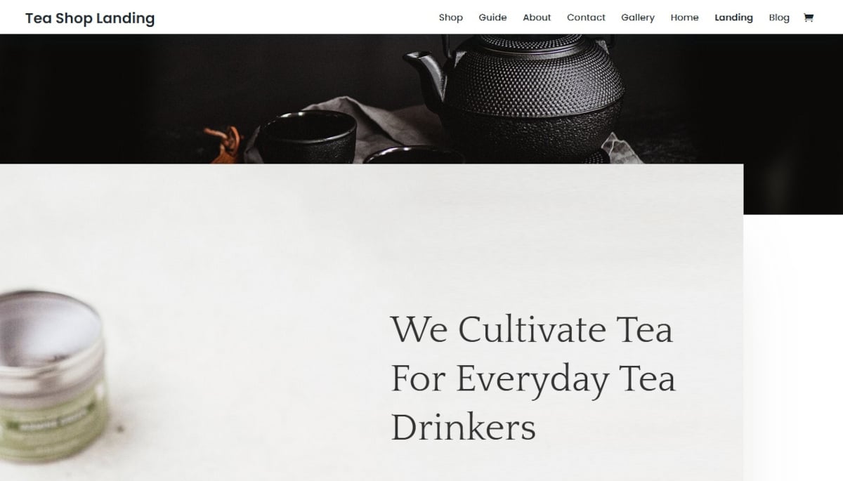 Divi Theme _Tea Shop Landing Page