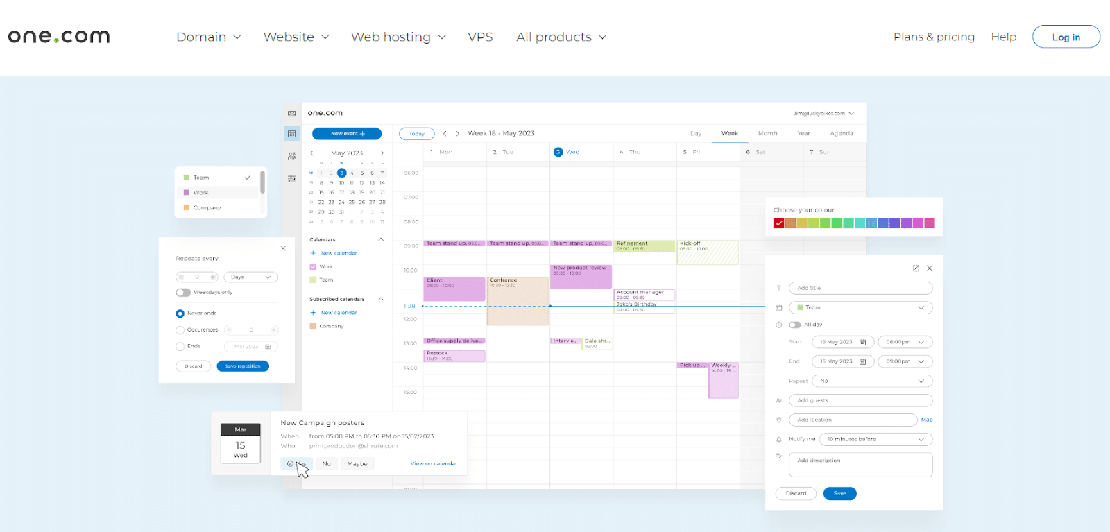 One.com Calendar Step 1 of the tutorial