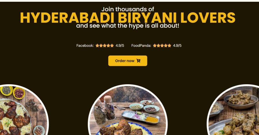 Best Restaurant Website_Golden Rice Hyderabadi Biryani