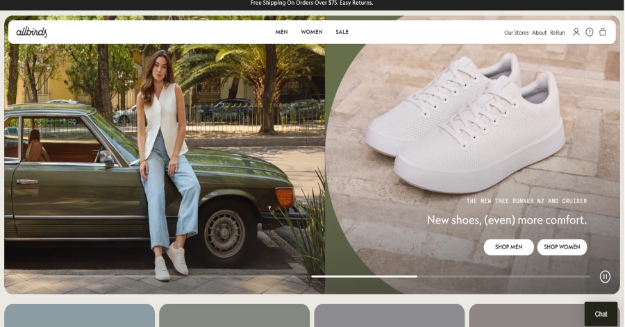 Allbirds - Above The Fold Website Examples