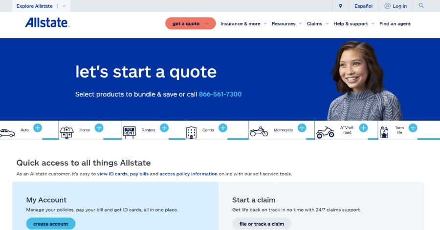Allstate - Insurance Website Example