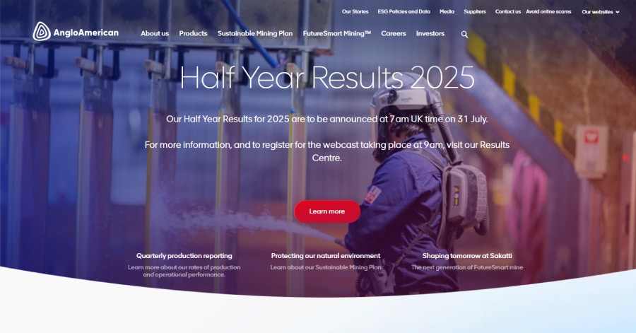 AngloAmerican - Factory Website Example