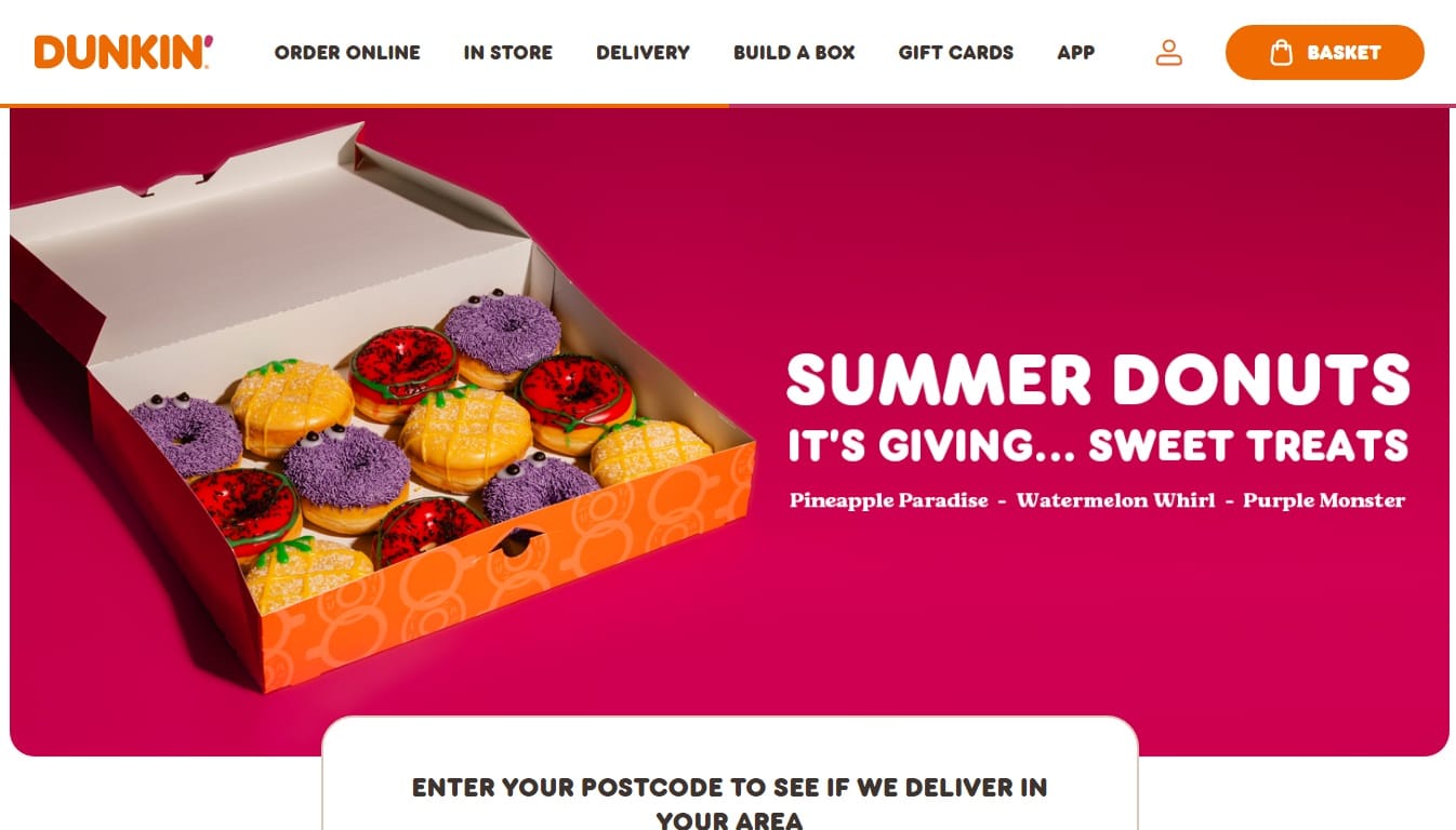 Best Pink Website Examples_Dunkin Donuts
