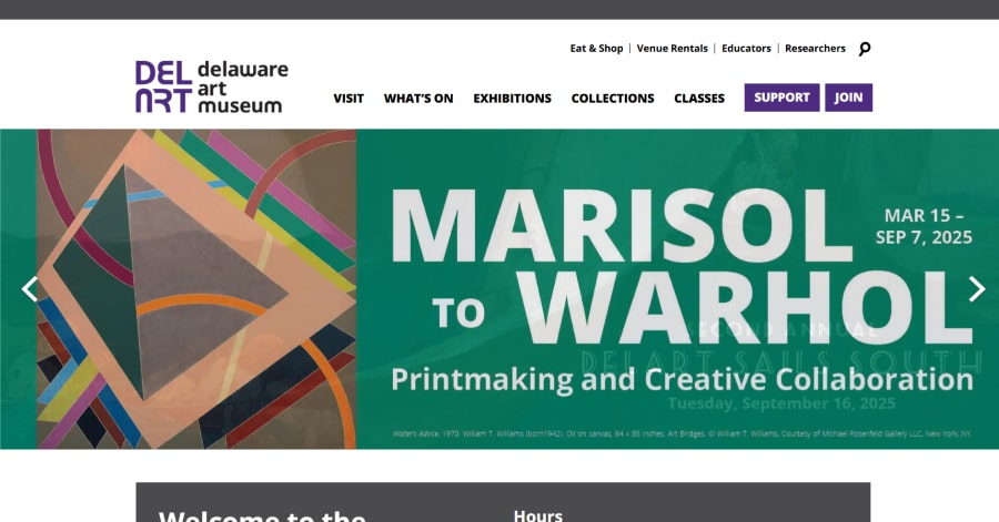 Delaware Art Museum - Museum Website Example