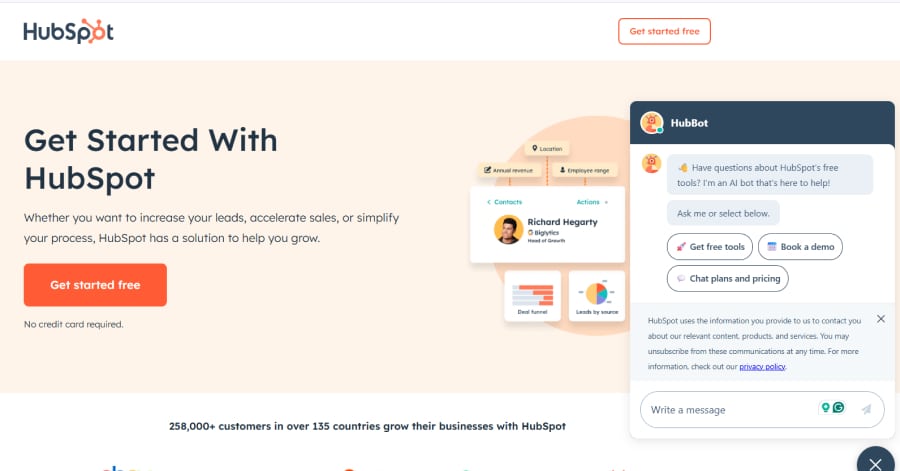HubSpot - Above The Fold Website Examples