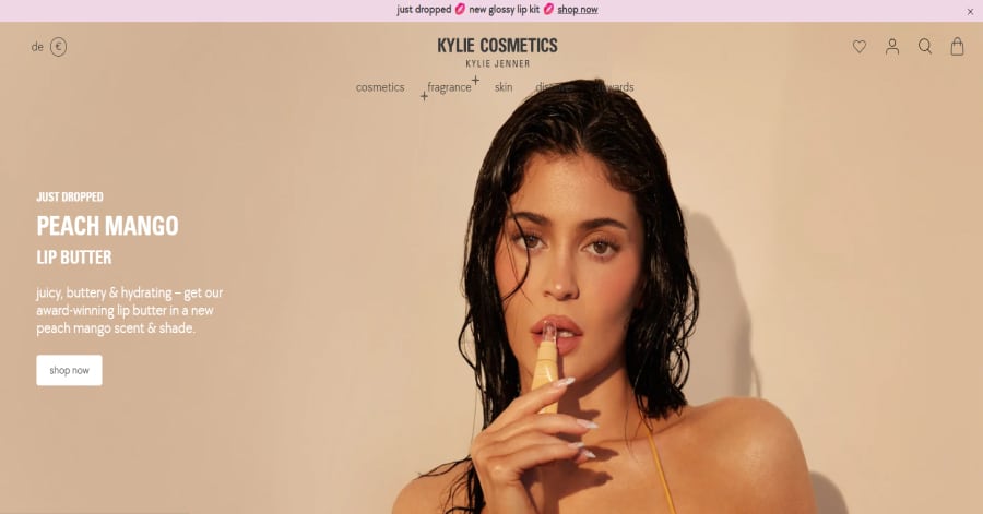 Kylie Cosmetics - Above The Fold Website Examples