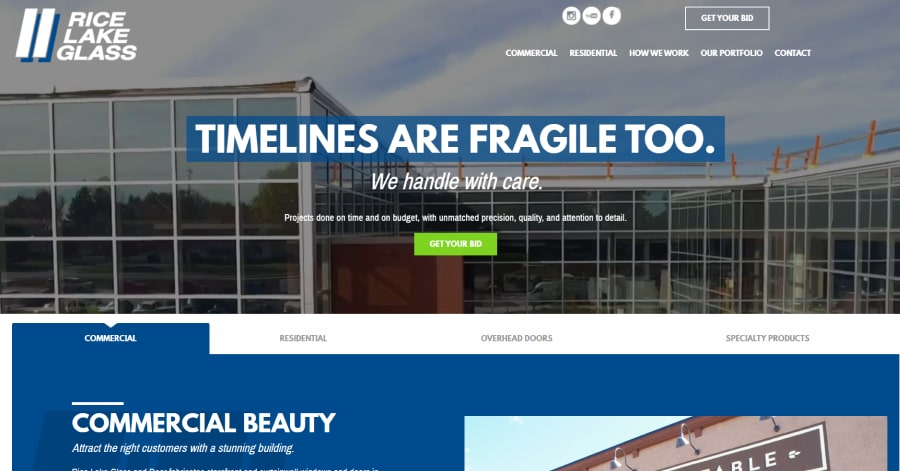 Rice Lake Glass - Factory Website Example