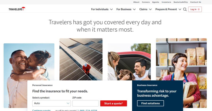 Travelers - Insurance Website Example