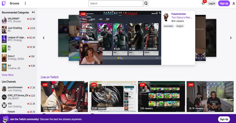 Twitch - Above The Fold Website Examples