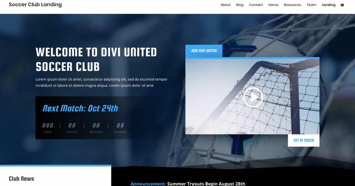 Best Gym Template_Divi Soccer Club