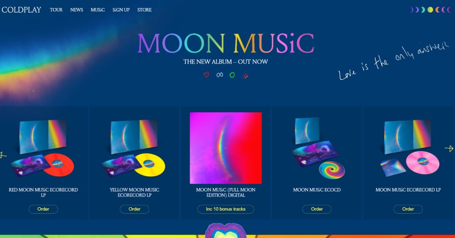 Coldplay - Celebrity Website Examples