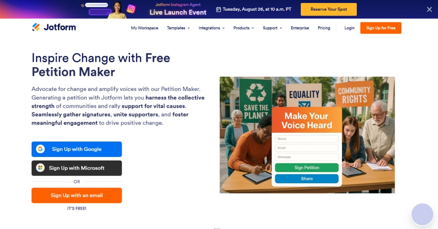Jotform - Petition Website Examples