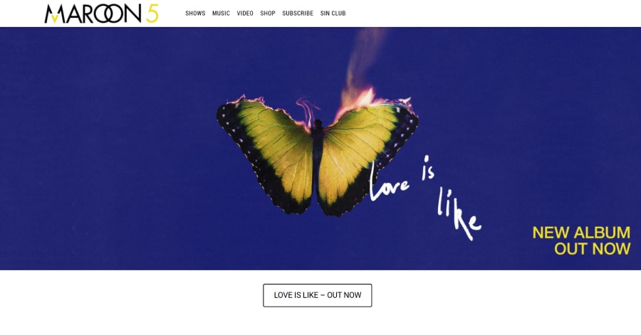 Maroon 5 - Celebrity Website Examples
