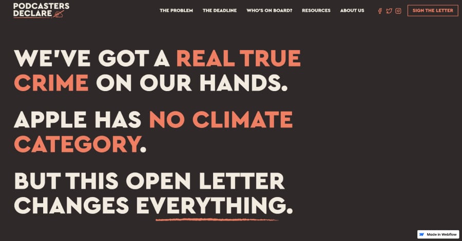 Podcasters Declare - Petition Website Examples