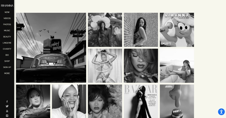 Rihanna - Celebrity Website Examples