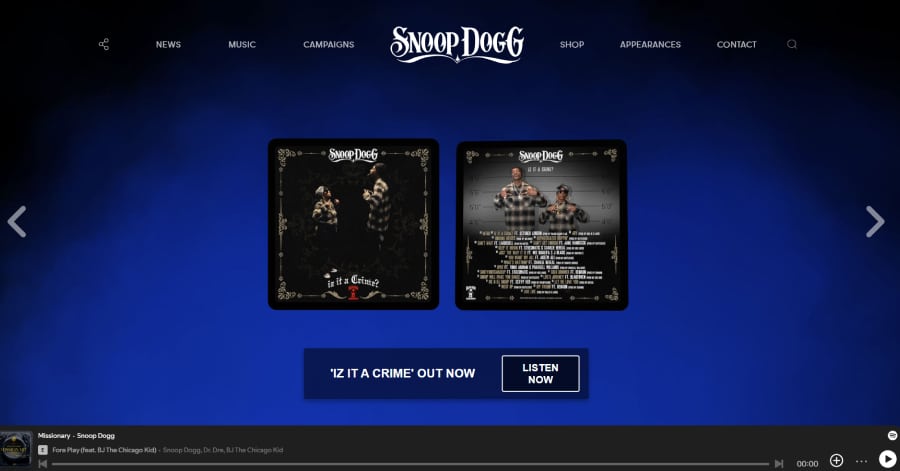 Snoop Dogg - Celebrity Website Examples