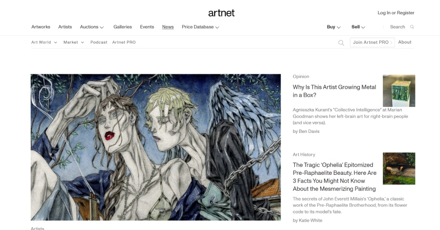 artnet - culture website examples