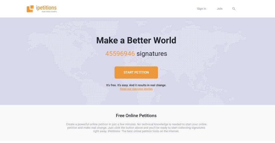 ipetitions - Petition Website Examples