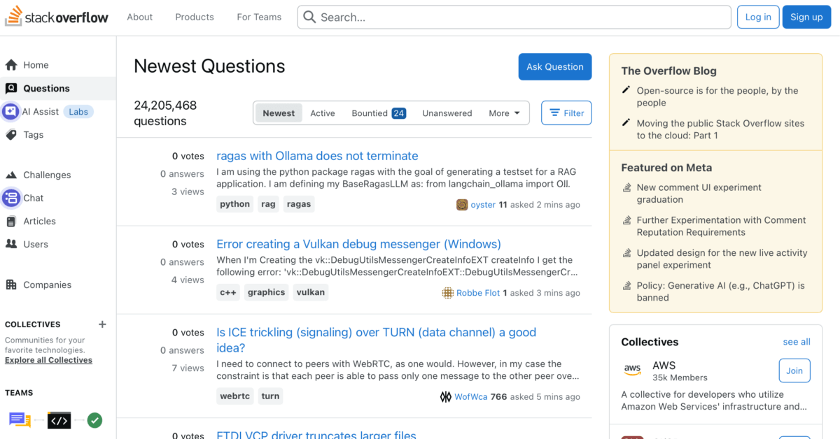 stack overflow - forum website examples