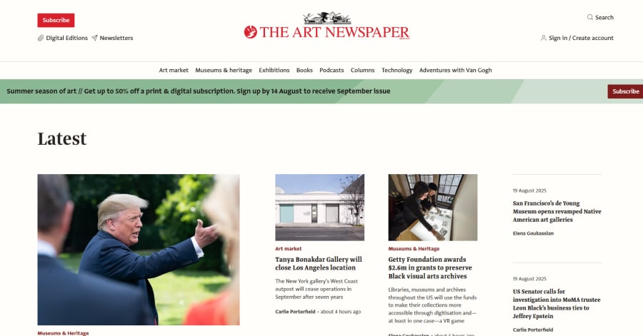 the art newspaper - culture website examples