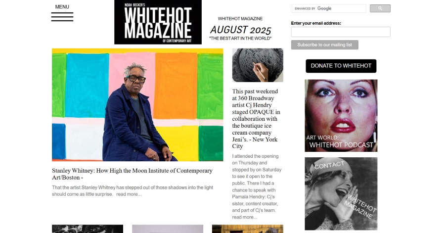 whitehot magazine - culture website examples