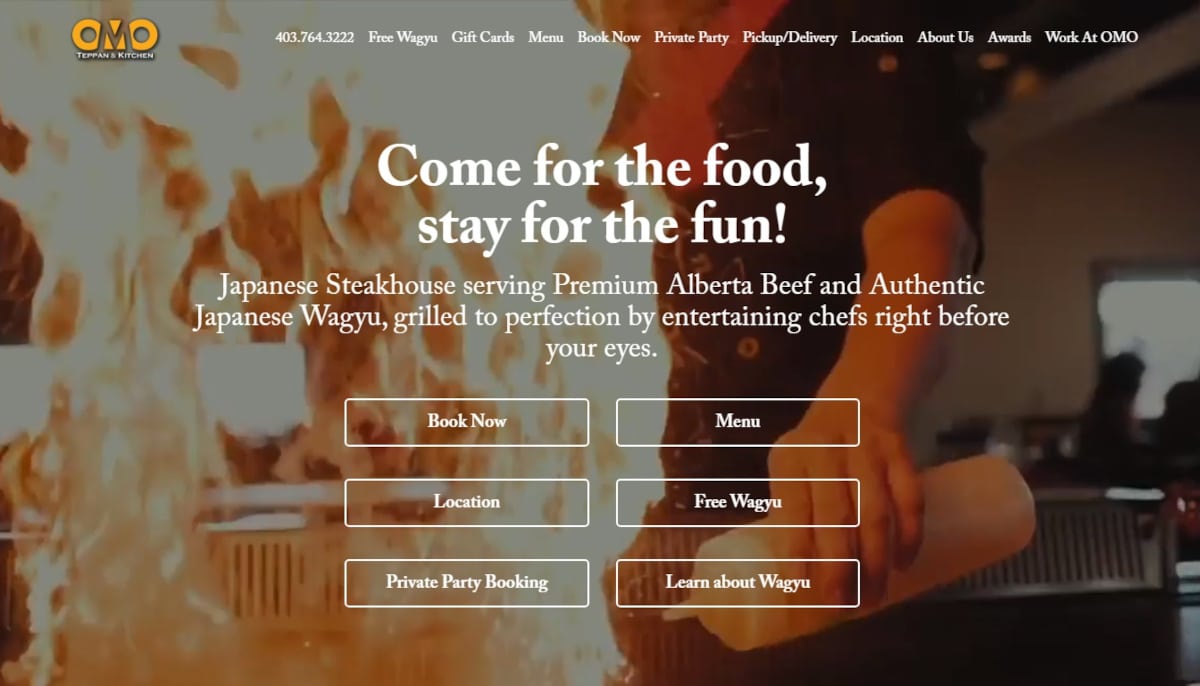 Best Restaurant Websites_OMO Teppan & Kitchen