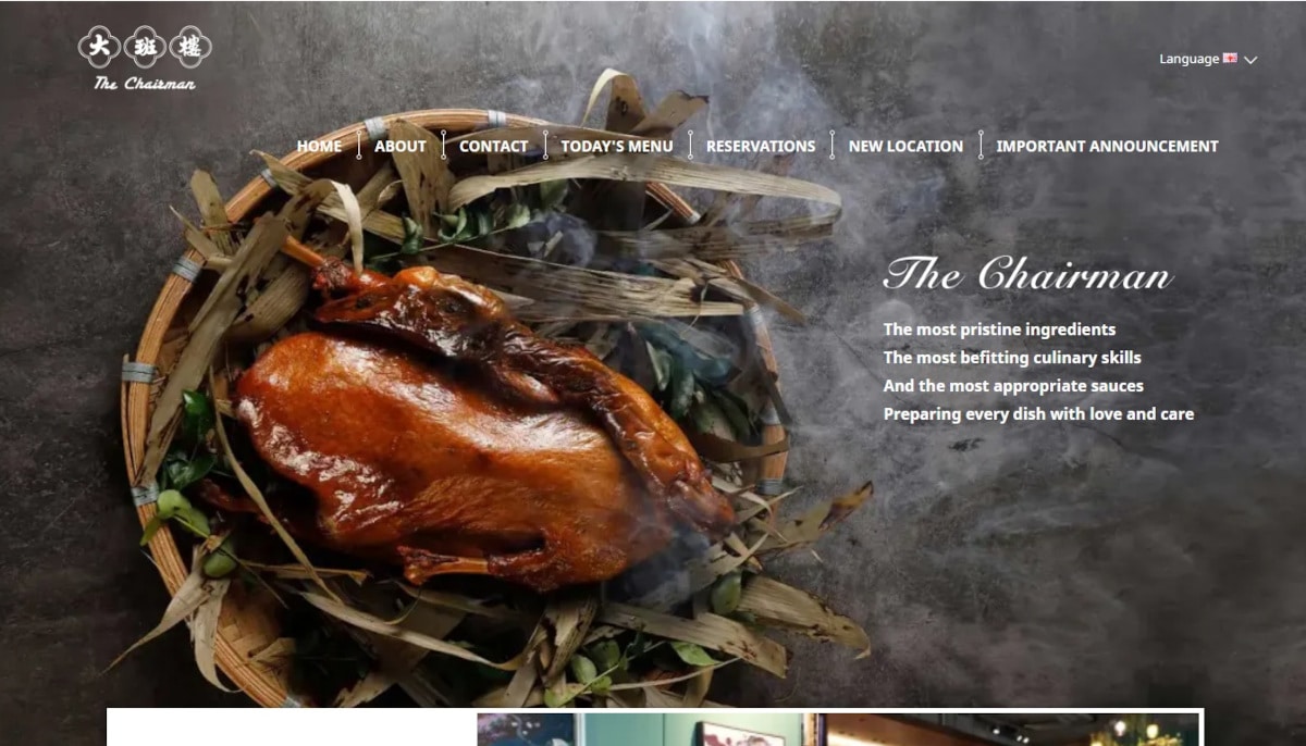Best Restaurant Websites_The Chairman