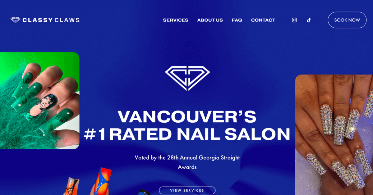 classy claws - nail salon website examples