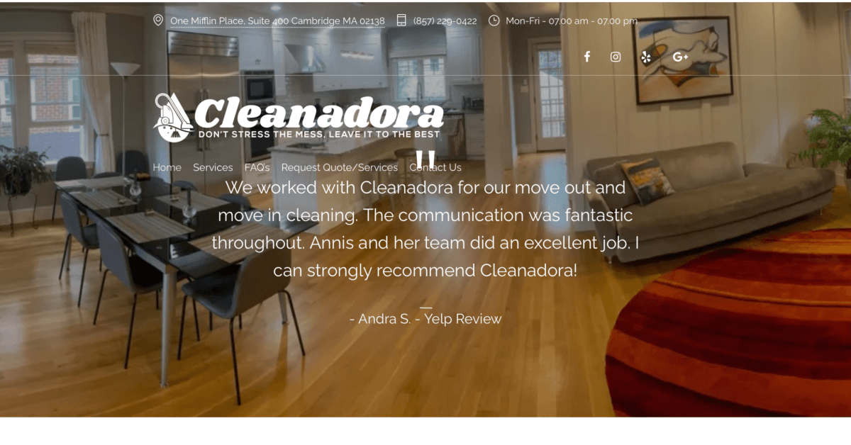 cleanadora - local business website examples