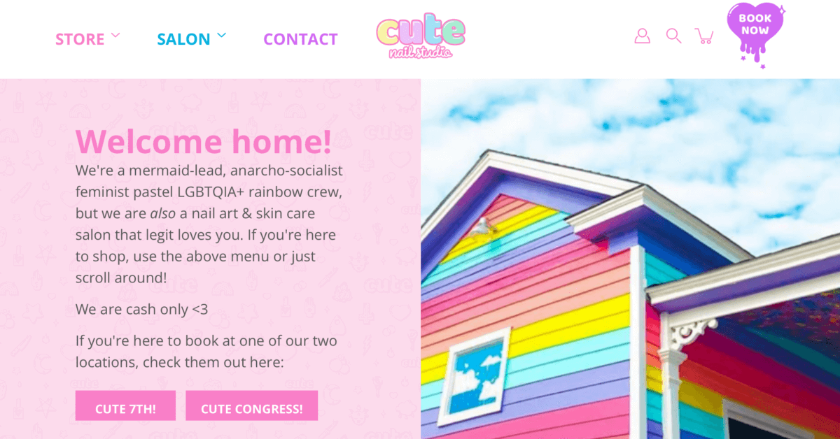 cute nail studio - nail salon website examples