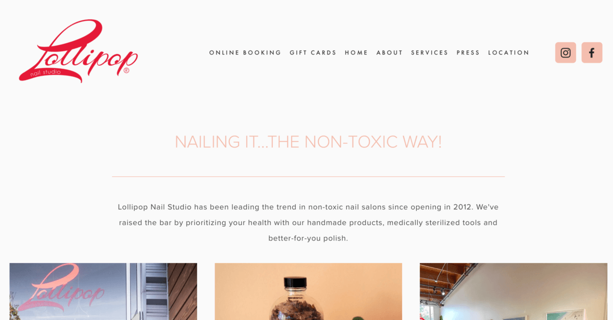 lollipop nail studio - nail salon website examples