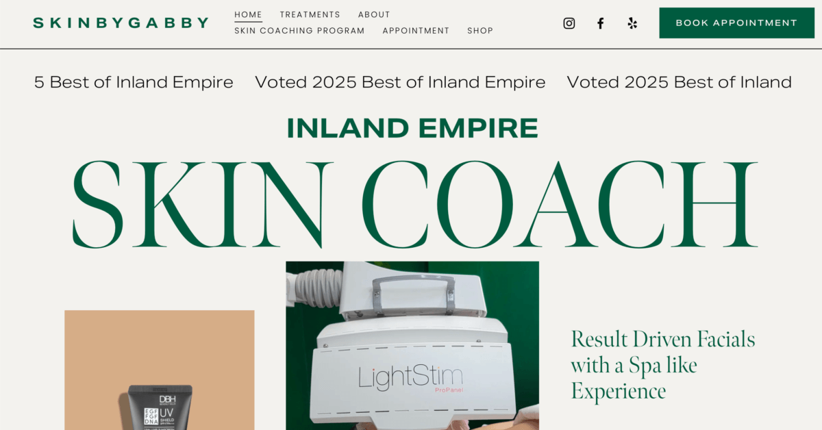 skin by gabby - local business website examples