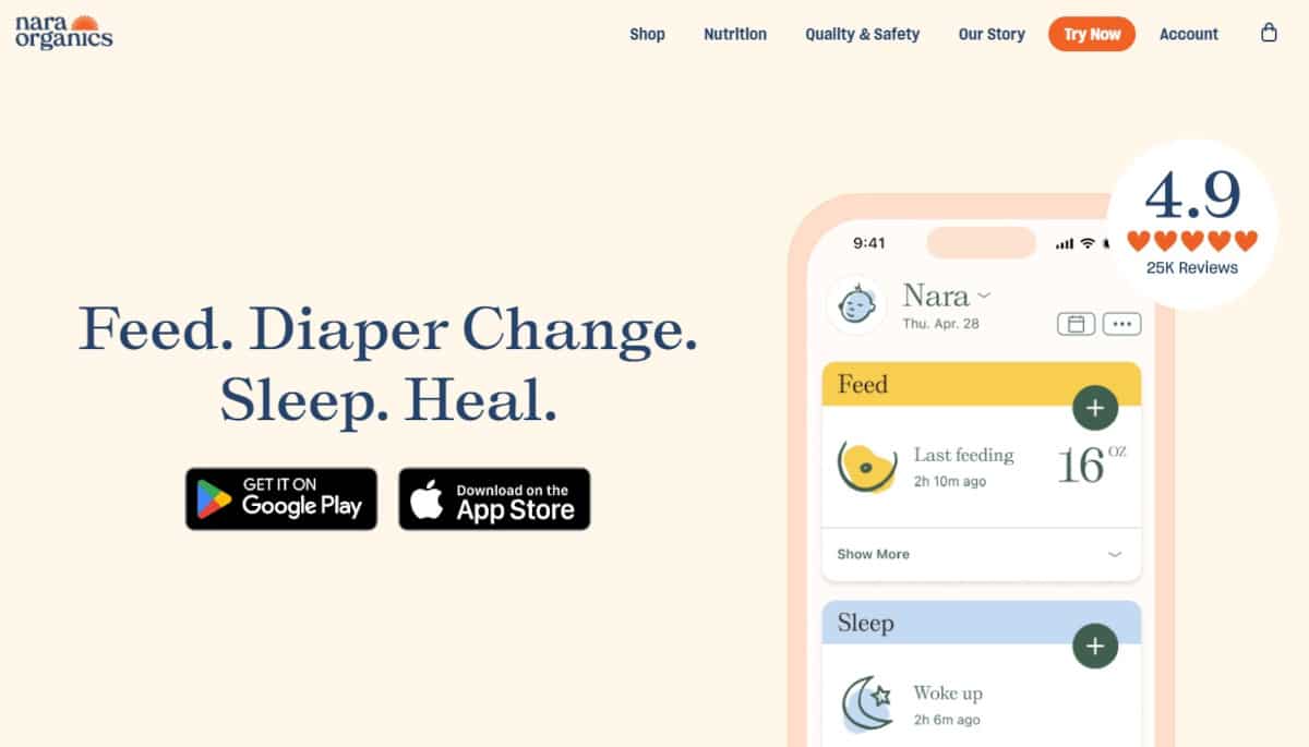 Best App Landing Pages_Nara Organics