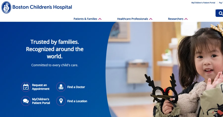 Boston Children's Hospital - Pediatric Website Examples