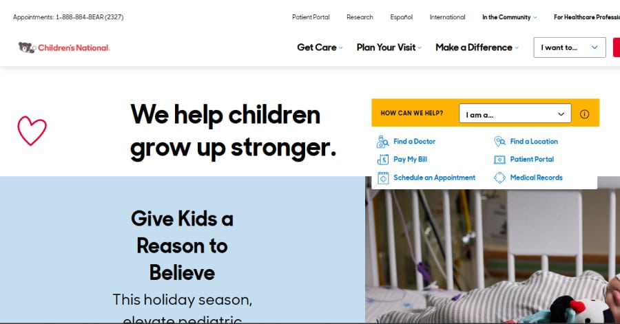 Children's National - Pediatric Website Examples