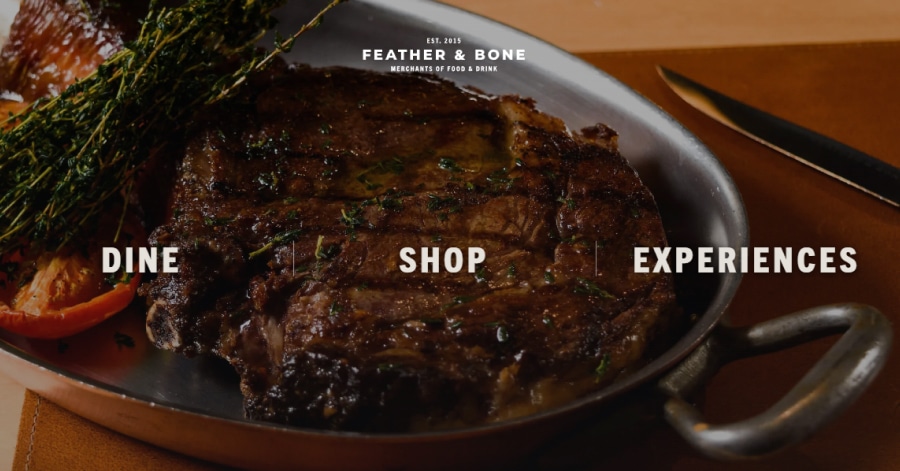 Feather & Bone - Steakhouse Website Examples