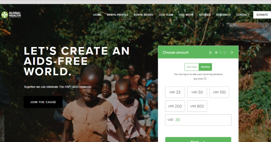 Global Health - Squarespace Chartiy Website Examples