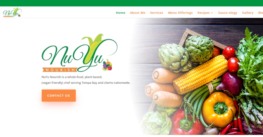 NuYu Nourish - Vegan Restaurant Website Examples