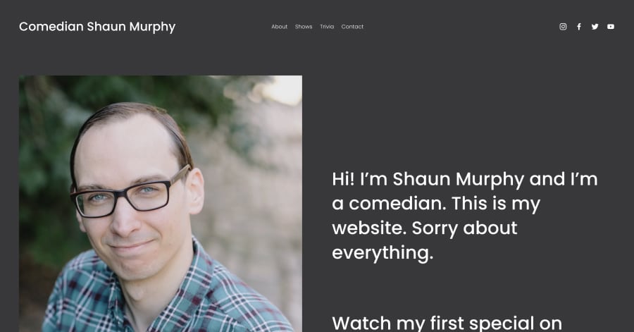 Shaun Murphy - Squarespace Comedian Website Examples