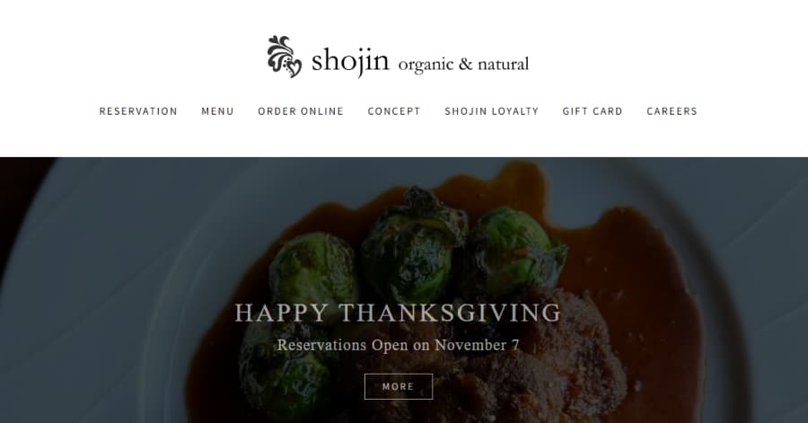 Shojin - Vegan Restaurant Website Examples