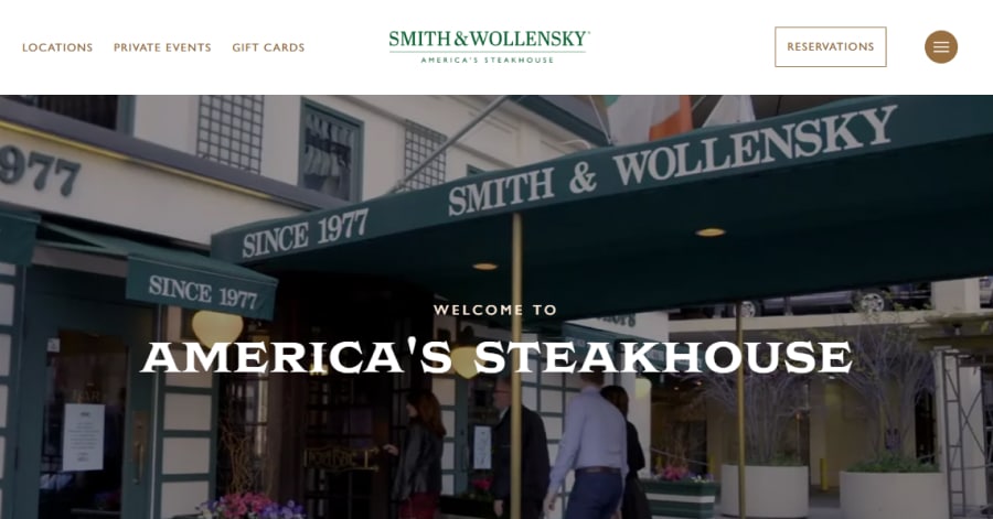 Smith & Wollensky - Steakhouse Website Examples
