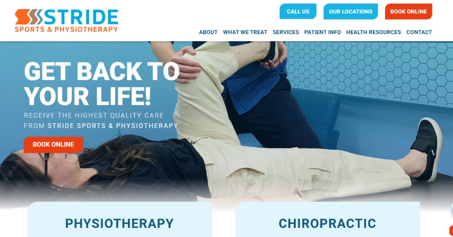 Stride Sports & Physiotherapy - Physiotherapy Website Examples