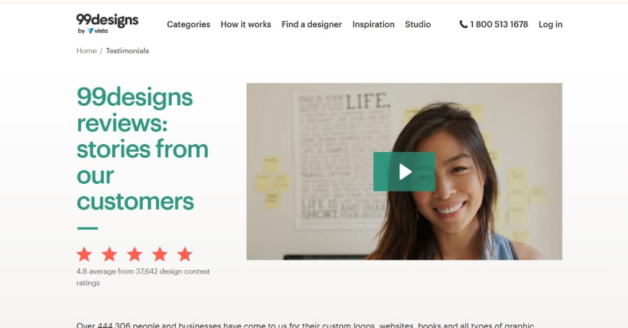 99 Designs - Website Testimonial Example Cindy Prado - Model Website Examples