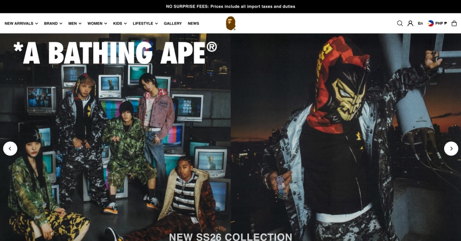 A Bathing Ape - Japanese Website Example A Bathing Ape - Japanese Website Example