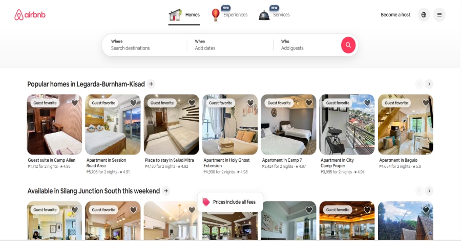 Airbnb - Web App Website