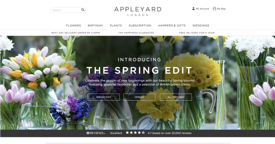 Appleyard London - Flower Shop Website Example Appleyard London - Flower Shop Website Example