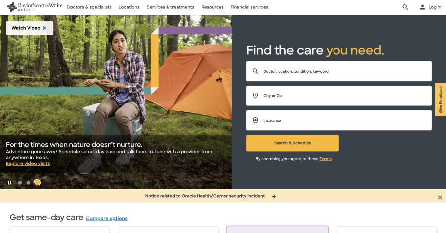 BaylorScott & White - Healthcare Website Example
